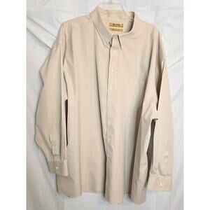 Roundtree & Yorke Gold Label Button Up Shirt Men's 20/35 Big, Long Sleeve Beige